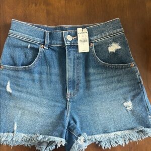 Express Blue Jean Shorts with Distressed Details
